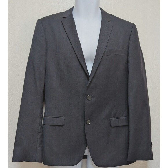DE Fursac Wool Blazer Men's Size 48 Charcoal Single-Breasted Notch Lapel Jacket - Picture 1 of 11